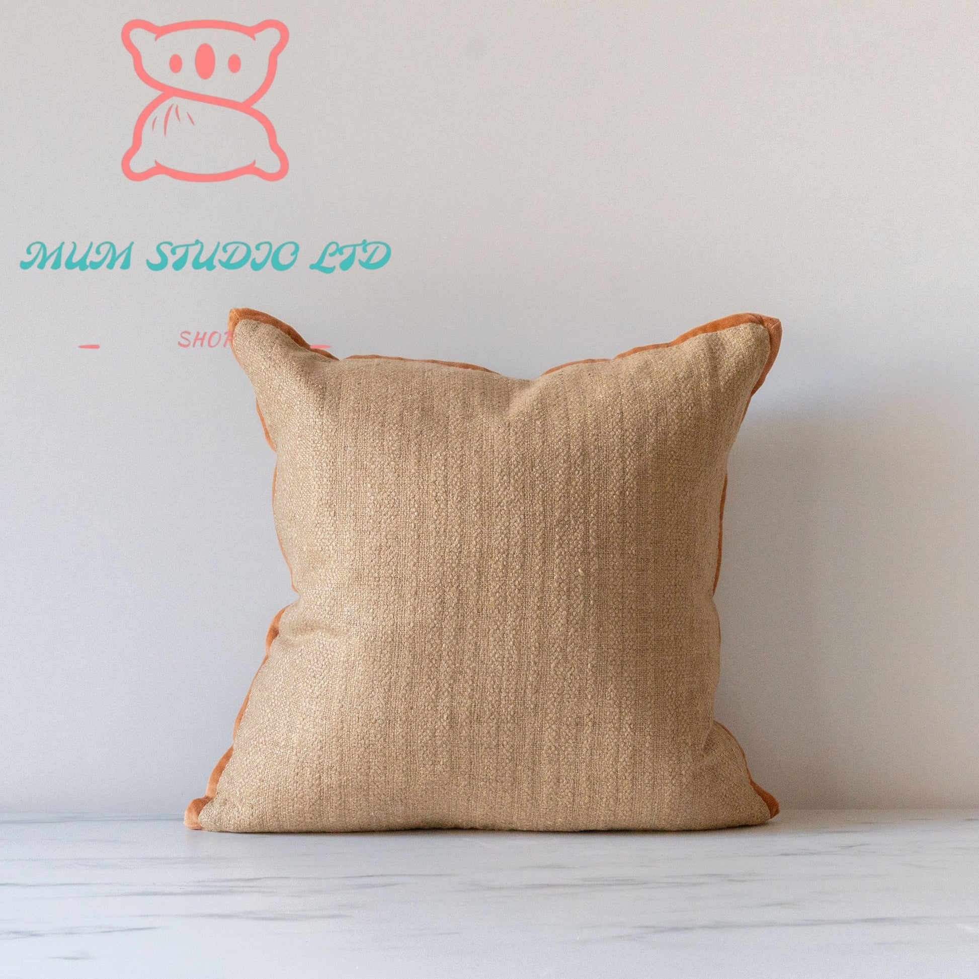 Amber Lewis x Loloi Aveline Natural/Rust Pillow Cover