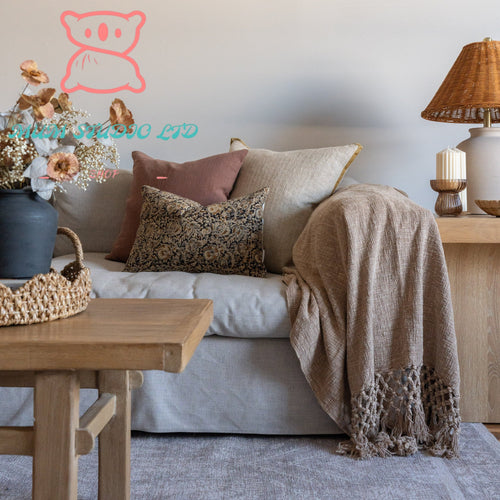 Amber Lewis x Loloi Aveline Ivory/Gold Pillow Cover